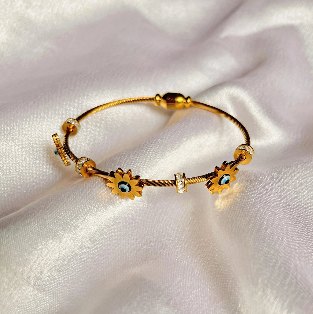 Golden Bloom Evil Eye Bangle
