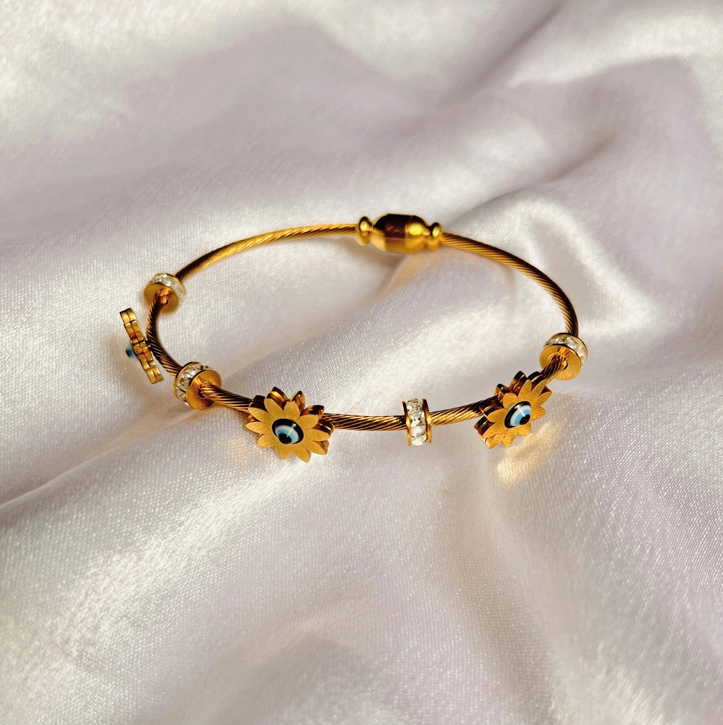 Golden Bloom Evil Eye Bangle