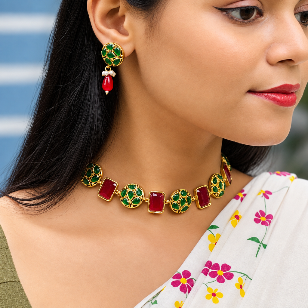 Maharani Kundan & Gem Choker Set