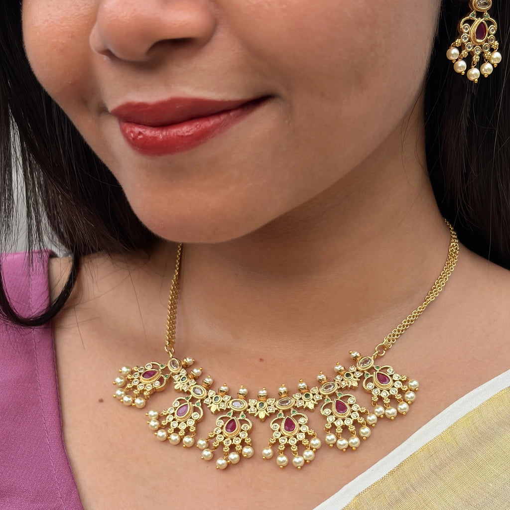 Kumkum Pearl Necklace