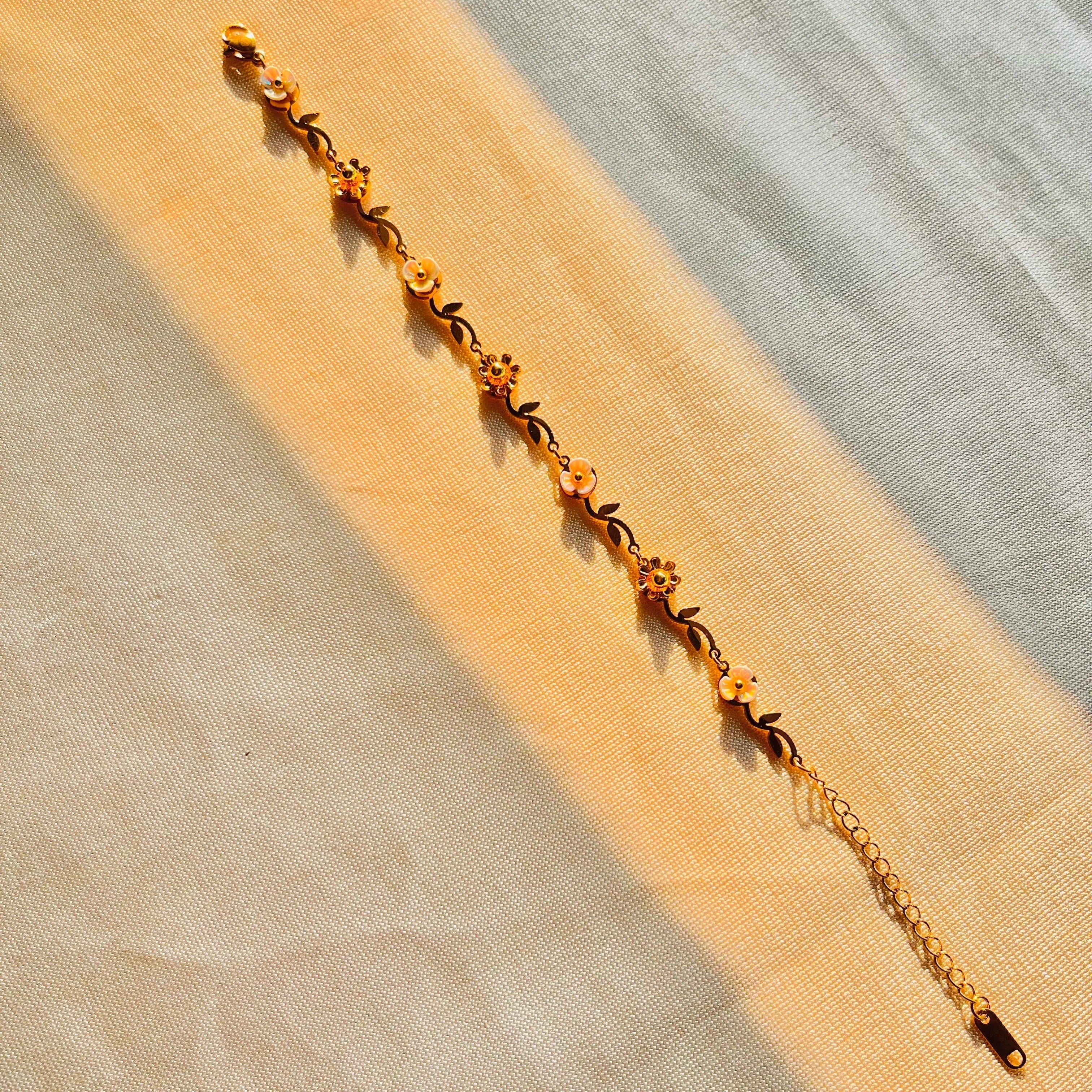 Golden Blossom Charm Bracelet