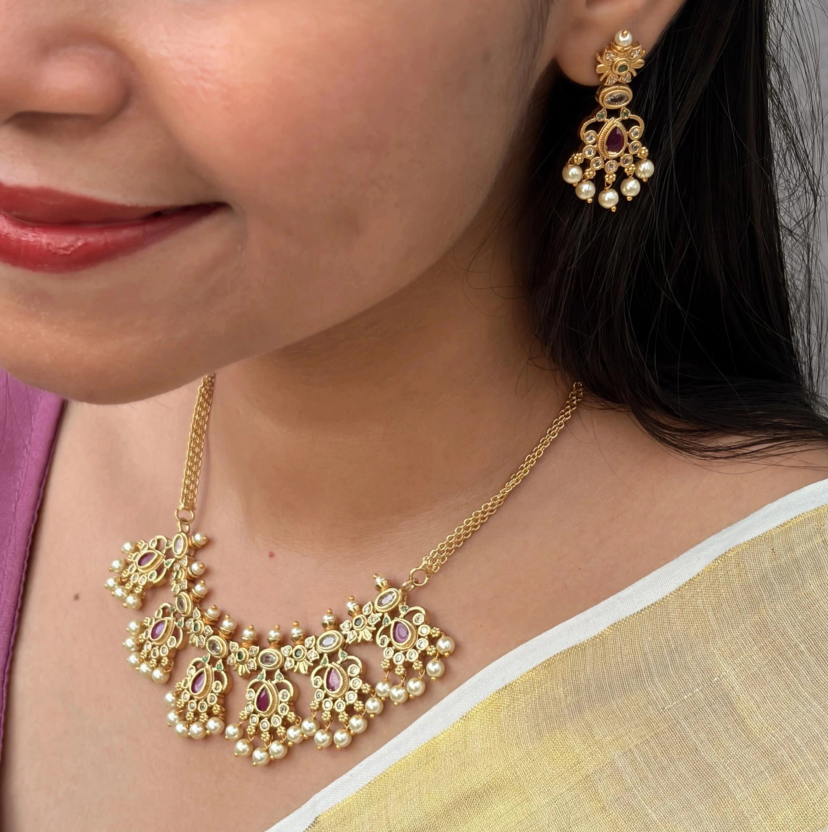 Kumkum Pearl Necklace