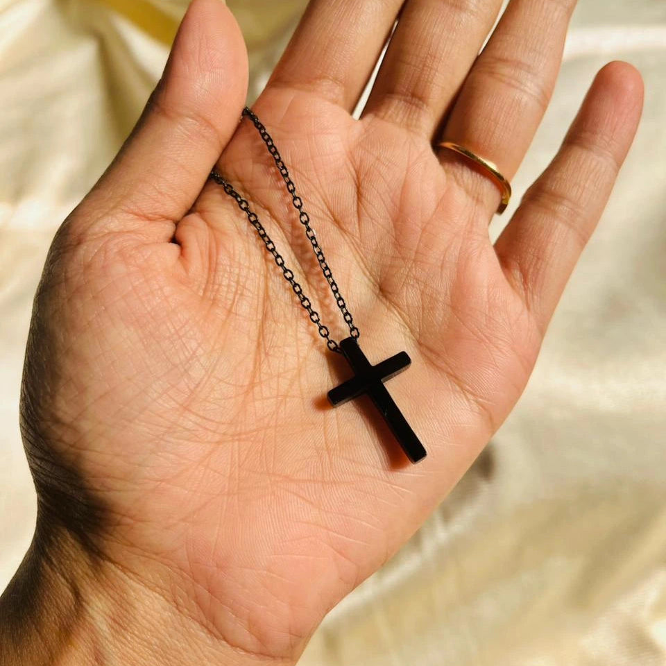 Black cross necklace