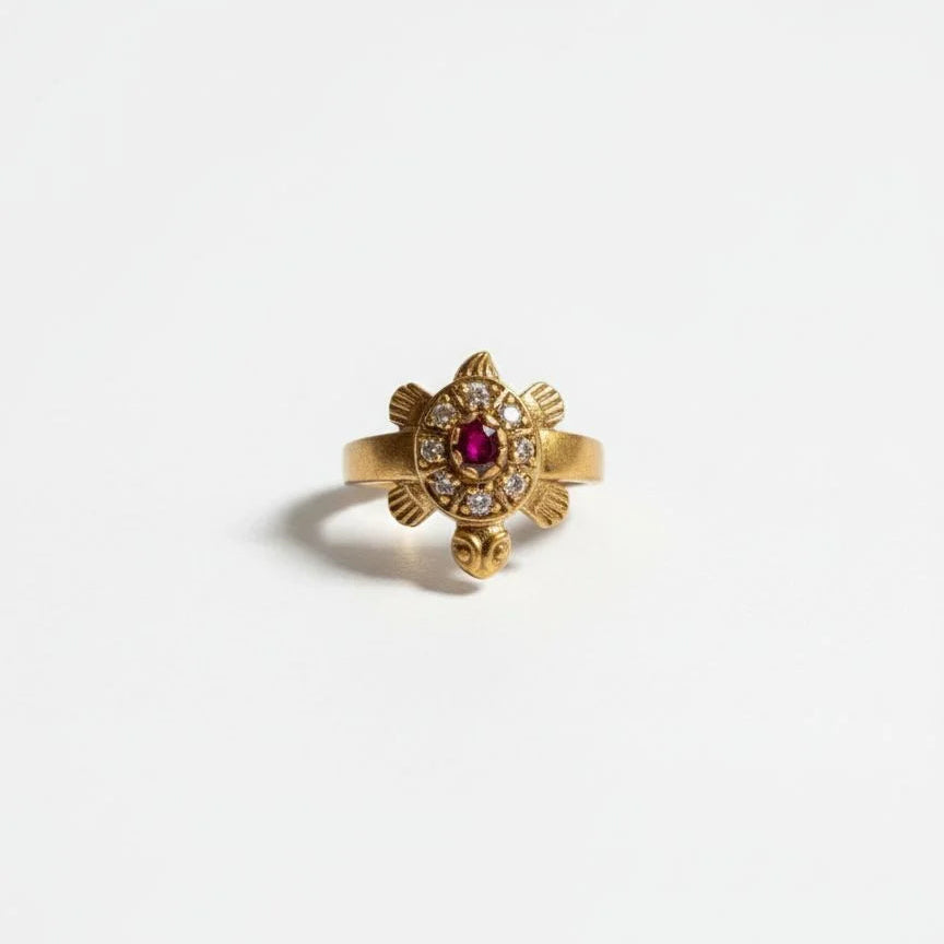 Rani Turtle Ring (Rani Pink Stone)